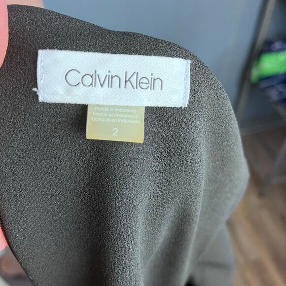 Calvin Klein Black Fit & Flare Dress 2 Mesh Illusion Hem Party Cruise Luxe - Picture 5 of 5